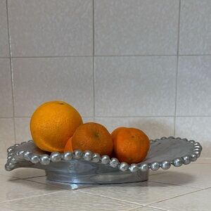 Mariposa Handmade Wavy Pearl Beaded Edge Platter/Decorative Tray